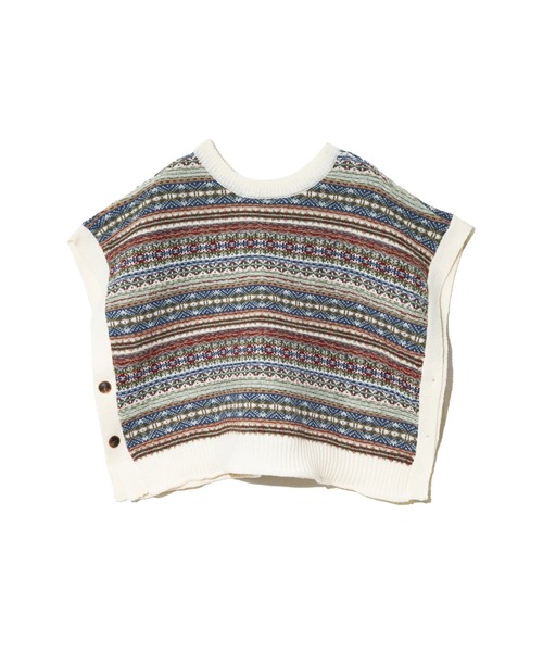 CUBE SUGAR（キューブシュガー）の「CUBE SUGAR/キューブシュガー　ピーチヤーン 2wayジャガード ベスト（ニット/セーター・レディース・チャコールグレー/ナチュラル・FREE）」の2枚目の写真