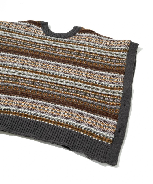 CUBE SUGAR（キューブシュガー）の「CUBE SUGAR/キューブシュガー　ピーチヤーン 2wayジャガード ベスト（ニット/セーター・レディース・チャコールグレー/ナチュラル・FREE）」の5枚目の写真