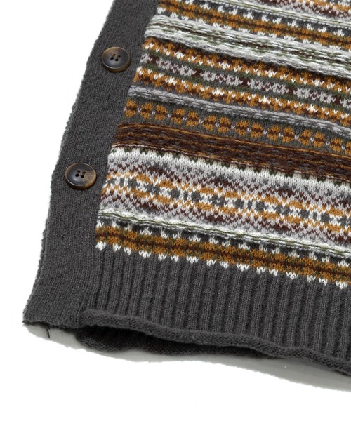 CUBE SUGAR（キューブシュガー）の「CUBE SUGAR/キューブシュガー　ピーチヤーン 2wayジャガード ベスト（ニット/セーター・レディース・チャコールグレー/ナチュラル・FREE）」の6枚目の写真