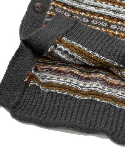 CUBE SUGAR（キューブシュガー）の「CUBE SUGAR/キューブシュガー　ピーチヤーン 2wayジャガード ベスト（ニット/セーター・レディース・チャコールグレー/ナチュラル・FREE）」の7枚目の写真