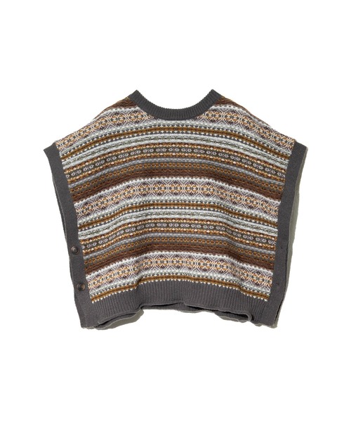 CUBE SUGAR（キューブシュガー）の「CUBE SUGAR/キューブシュガー　ピーチヤーン 2wayジャガード ベスト（ニット/セーター・レディース・チャコールグレー/ナチュラル・FREE）」の9枚目の写真