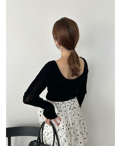 SNIDEL（スナイデル）の「カップインベロアカットソー（Tシャツ/カットソー・レディース・ブラウン/ベージュ/ブラック・F）」の5枚目の写真