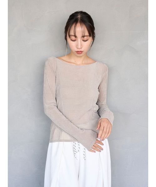 SNIDEL（スナイデル）の「カップインベロアカットソー（Tシャツ/カットソー・レディース・ブラウン/ベージュ/ブラック・F）」の15枚目の写真