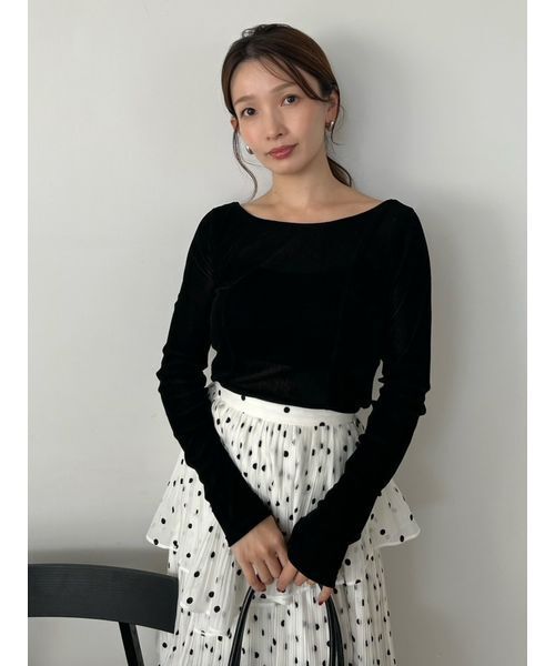 SNIDEL（スナイデル）の「カップインベロアカットソー（Tシャツ/カットソー・レディース・ブラウン/ベージュ/ブラック・F）」の4枚目の写真