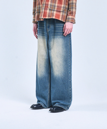 STANDARDERROR（スタンダードエラー）の「87-STAN162 ウォッシュドヴィンテージキャットウォッシュワイドデニムパンツ ヴィンテージイエロー（デニムパンツ）」