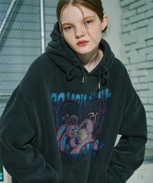 セール】[Fleece lined] Mad Hoppy Pigment Hoodie Smoke Black