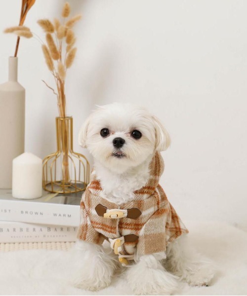 セール】チェックダッフルコート【リード穴付き】（ペットウェア