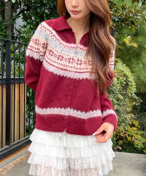 3.3 Field Trip （3.3フィールドトリップ）の「3.3 Field Trip／ノルディックZIPプルオーバー（ニット/セーター・レディース・その他1/ベージュ/グレー・FREE）」の3枚目の写真