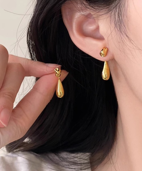 yu-ka(ユーカ)の「YU-KA:ドロップモチーフ 2WAYスタッドピアス drop motif 2way stud pierce(ピアス(両耳用)・レディース・ゴールド/シルバー・FREE)」の1枚目の写真