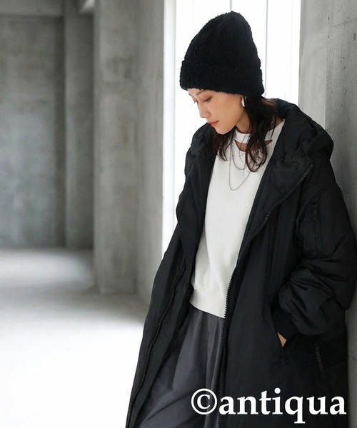 antiqua（アンティカ）の「ニット帽（ニットキャップ/ビーニー・レディース・ブラック/アイボリー・FREE）」の12枚目の写真