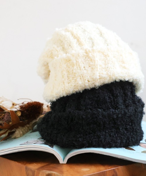 antiqua（アンティカ）の「ニット帽（ニットキャップ/ビーニー・レディース・ブラック/アイボリー・FREE）」の17枚目の写真