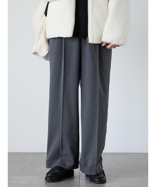 Lugnoncure（ルノンキュール）の「裾ダブルウエストタックパンツ（その他パンツ・レディース・キャメル/チャコールグレー/グレー・F）」の2枚目の写真