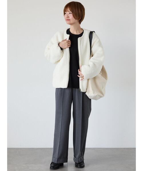 Lugnoncure（ルノンキュール）の「裾ダブルウエストタックパンツ（その他パンツ・レディース・キャメル/チャコールグレー/グレー・F）」の6枚目の写真