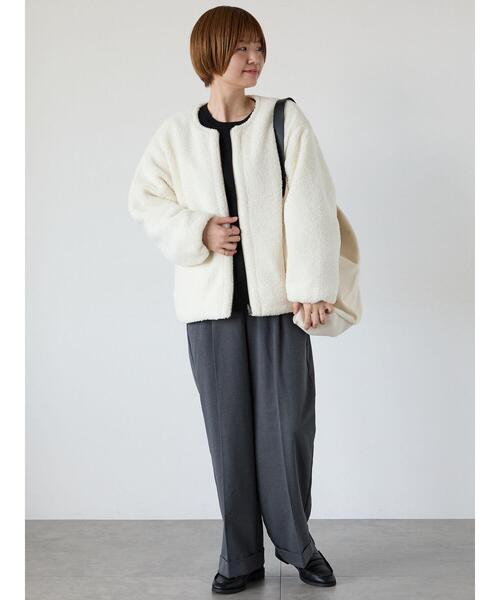 Lugnoncure（ルノンキュール）の「裾ダブルウエストタックパンツ（その他パンツ・レディース・キャメル/チャコールグレー/グレー・F）」の7枚目の写真