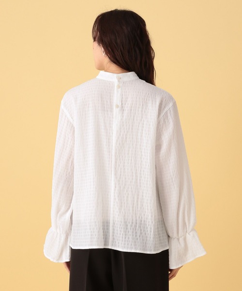 Elura（エルーラ）の「≪入卒/セレモニー/通勤≫スタンドネックブラウス/602136（シャツ/ブラウス・レディース・ホワイト/ネイビー・FREE）」の9枚目の写真