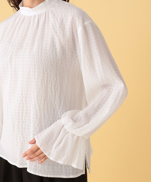 Elura（エルーラ）の「≪入卒/セレモニー/通勤≫スタンドネックブラウス/602136（シャツ/ブラウス・レディース・ホワイト/ネイビー・FREE）」の10枚目の写真