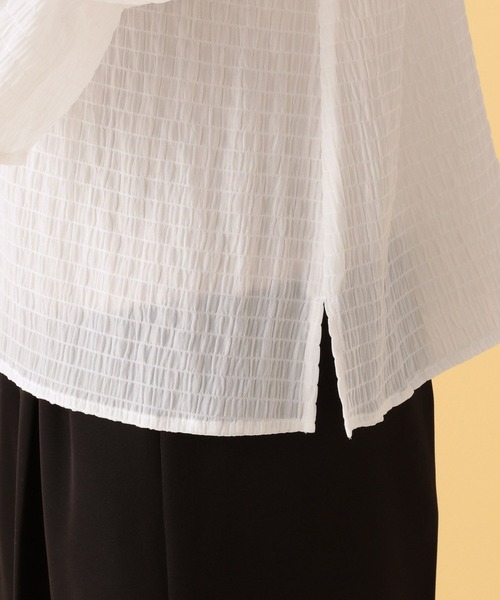 Elura（エルーラ）の「≪入卒/セレモニー/通勤≫スタンドネックブラウス/602136（シャツ/ブラウス・レディース・ホワイト/ネイビー・FREE）」の11枚目の写真