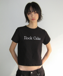 Basic Slit Logo Crop Top - Black