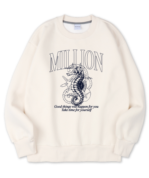 MILLION DAY(ミリオンデイ)の「SEAHORSE Heavy Sweatshirt(スウェット・レディース・ダークグリーン/ホワイト/アイボリー・LARGE/X-LARGE)」の1枚目の写真