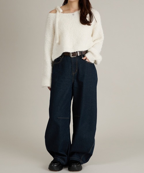 apres jour mignon(アプレジュールミニョン)の「2wayチョーカー付きニット(ニット/セーター・レディース・オフホワイト/ブラック系その他/グレー・フリー/LARGE)」の9枚目の写真