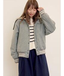 Samansa Mos2 | ウール混セーラーカラー2WAY刺繍スタジャン(ブルゾン)