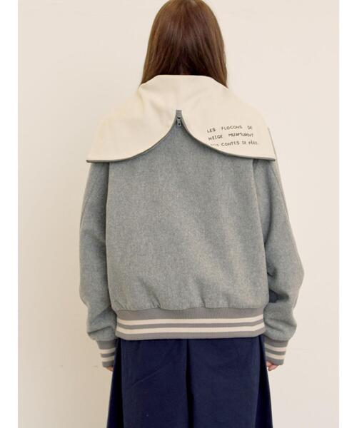 Samansa Mos2（サマンサ モスモス）の「ウール混セーラーカラー2WAY刺繍スタジャン（ブルゾン・レディース・グレー/ベージュ/ネイビー・F）」の11枚目の写真