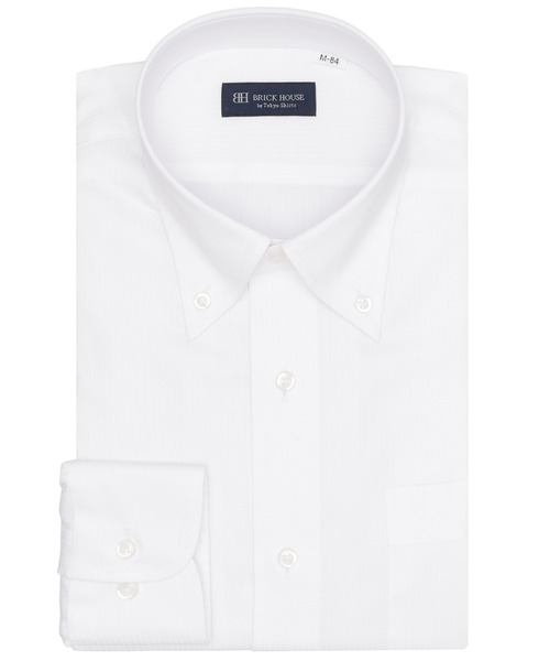 TOKYO SHIRTS(トウキョウシャツ)の「形態安定ノンアイロン ボタンダウン 長袖ビジネスワイシャツ(ビジネスシャツ・メンズ・ホワイト・首回り37cm-裄丈80cm/首回り39cm-裄丈80cm/首回り39cm-裄丈84cm/首回り41cm-裄丈82cm/首回り41cm-裄丈86cm/首回り42cm-裄丈82cm/首回り42cm-裄丈86cm/首回り43cm-裄丈82cm/首回り43cm-裄丈86cm/首回り37cm-裄丈84cm)」の1枚目の写真