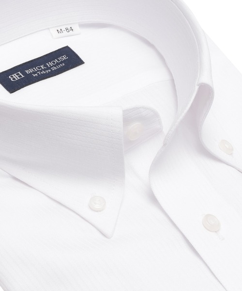 TOKYO SHIRTS(トウキョウシャツ)の「形態安定ノンアイロン ボタンダウン 長袖ビジネスワイシャツ(ビジネスシャツ・メンズ・ホワイト・首回り37cm-裄丈80cm/首回り39cm-裄丈80cm/首回り39cm-裄丈84cm/首回り41cm-裄丈82cm/首回り41cm-裄丈86cm/首回り42cm-裄丈82cm/首回り42cm-裄丈86cm/首回り43cm-裄丈82cm/首回り43cm-裄丈86cm/首回り37cm-裄丈84cm)」の2枚目の写真