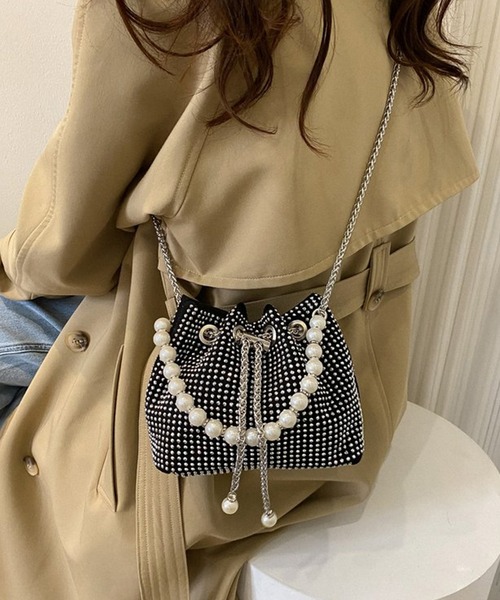 DRESS PLUS（ドレスプラス）の「ラインストーンショルダーバッグ 結婚式（ハンドバッグ・レディース・グレー/シルバー/ブラック・フリー）」の3枚目の写真