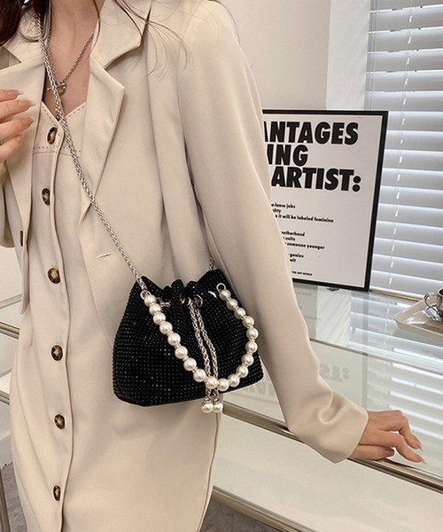 DRESS PLUS（ドレスプラス）の「ラインストーンショルダーバッグ 結婚式（ハンドバッグ・レディース・グレー/シルバー/ブラック・フリー）」の7枚目の写真