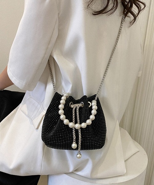 DRESS PLUS（ドレスプラス）の「ラインストーンショルダーバッグ 結婚式（ハンドバッグ・レディース・グレー/シルバー/ブラック・フリー）」の8枚目の写真