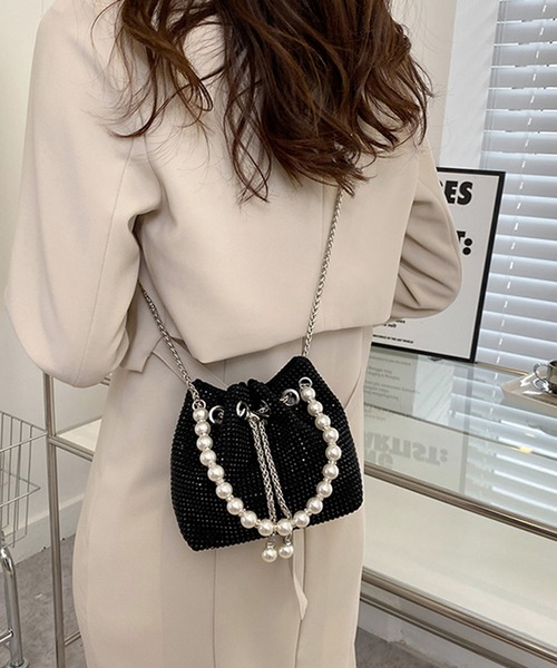 DRESS PLUS（ドレスプラス）の「ラインストーンショルダーバッグ 結婚式（ハンドバッグ・レディース・グレー/シルバー/ブラック・フリー）」の9枚目の写真
