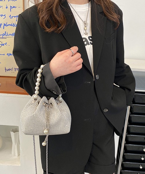 DRESS PLUS（ドレスプラス）の「ラインストーンショルダーバッグ 結婚式（ハンドバッグ・レディース・グレー/シルバー/ブラック・フリー）」の10枚目の写真