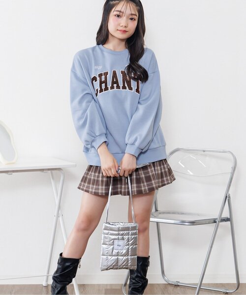 algy(アルジー)の「【裏起毛】BIGトレーナー&キルトポシェットセット(その他トップス・キッズ・ブラック/サックスブルー/グレー・XX-SMALL/X-SMALL/SMALL/MEDIUM)」の3枚目の写真