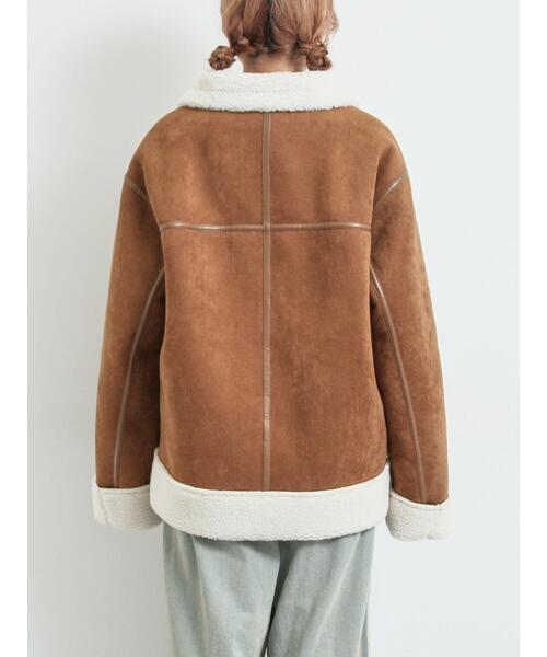SM2（エスエムツー）の「フェイクムートンフライトジャケット（ノーカラージャケット・レディース・ベージュ/ブラウン/キャメル・F）」の21枚目の写真