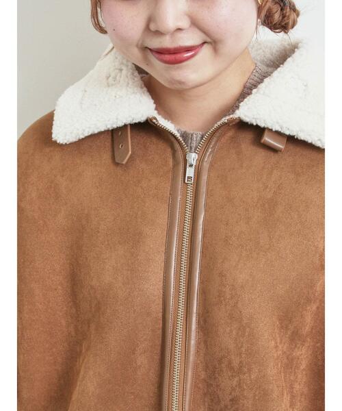 SM2（エスエムツー）の「フェイクムートンフライトジャケット（ノーカラージャケット・レディース・ベージュ/ブラウン/キャメル・F）」の20枚目の写真