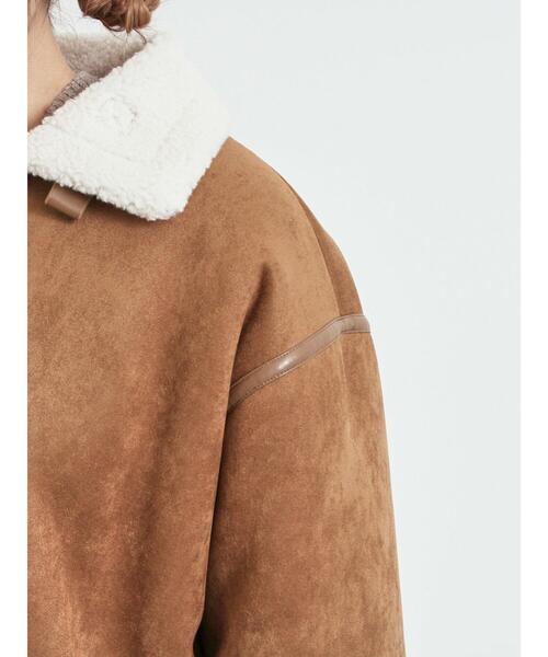 SM2（エスエムツー）の「フェイクムートンフライトジャケット（ノーカラージャケット・レディース・ベージュ/ブラウン/キャメル・F）」の19枚目の写真