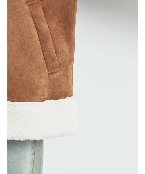 SM2（エスエムツー）の「フェイクムートンフライトジャケット（ノーカラージャケット・レディース・ベージュ/ブラウン/キャメル・F）」の16枚目の写真
