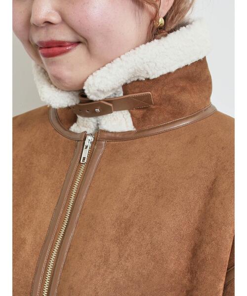 SM2（エスエムツー）の「フェイクムートンフライトジャケット（ノーカラージャケット・レディース・ベージュ/ブラウン/キャメル・F）」の15枚目の写真