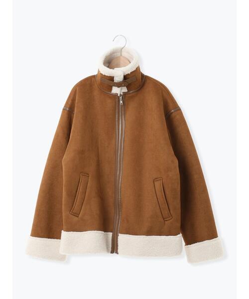 SM2（エスエムツー）の「フェイクムートンフライトジャケット（ノーカラージャケット・レディース・ベージュ/ブラウン/キャメル・F）」の10枚目の写真