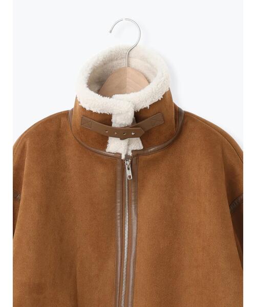SM2（エスエムツー）の「フェイクムートンフライトジャケット（ノーカラージャケット・レディース・ベージュ/ブラウン/キャメル・F）」の4枚目の写真