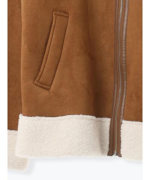 SM2（エスエムツー）の「フェイクムートンフライトジャケット（ノーカラージャケット・レディース・ベージュ/ブラウン/キャメル・F）」の6枚目の写真