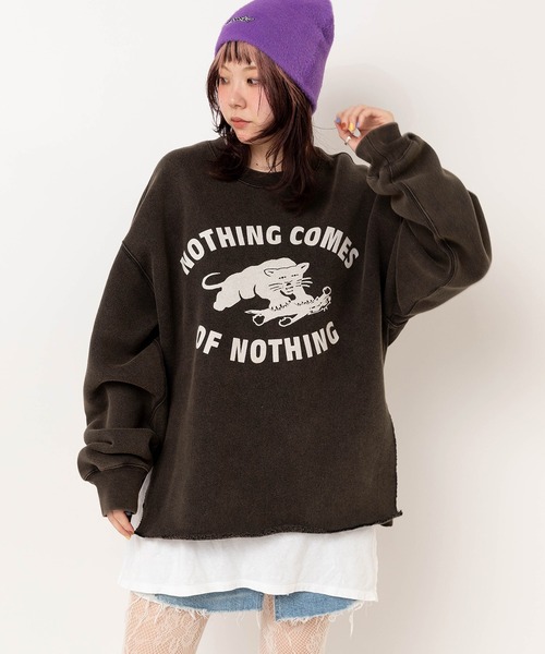 RNA(アールエヌエー)の「M2589 USEDライクサイドスリットトレーナー(Tシャツ/カットソー・レディース・ブラック/オレンジ/グリーン・MEDIUM)」の4枚目の写真