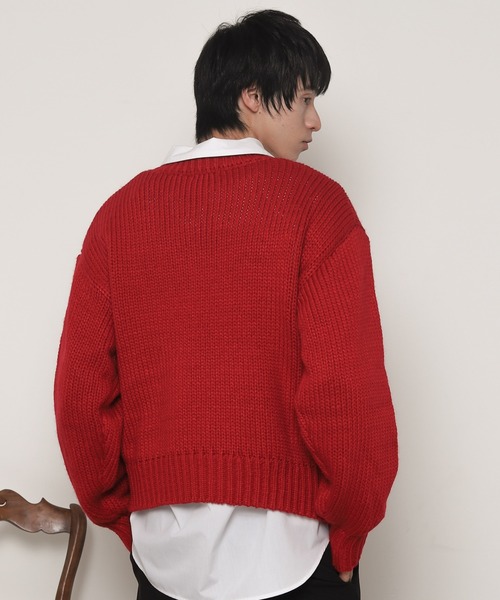 LUCY(ルーシー)の「LUCY/【25年秋冬新作】クロップドチャンキーニットプルオーバー(ニット/セーター・メンズ・レッド/オフホワイト/ブラック・FREE)」の17枚目の写真