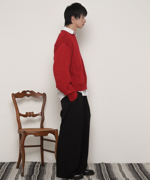 LUCY(ルーシー)の「LUCY/【25年秋冬新作】クロップドチャンキーニットプルオーバー(ニット/セーター・メンズ・レッド/オフホワイト/ブラック・FREE)」の22枚目の写真