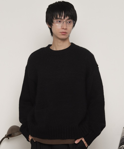 LUCY(ルーシー)の「LUCY/【25年秋冬新作】クロップドチャンキーニットプルオーバー(ニット/セーター・メンズ・レッド/オフホワイト/ブラック・FREE)」の7枚目の写真