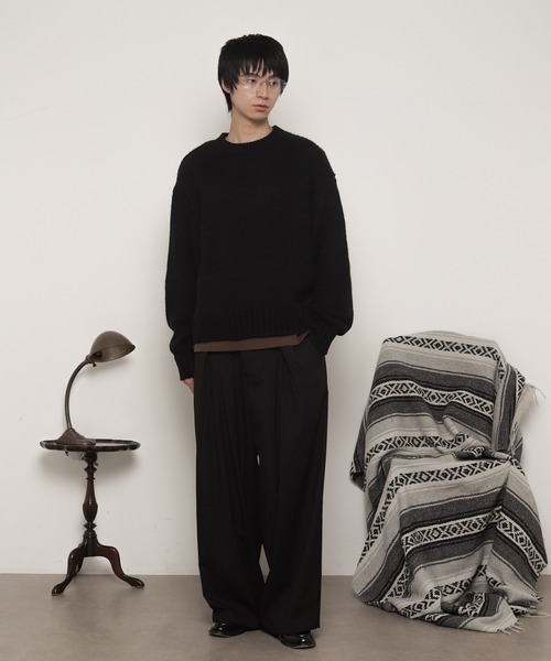 LUCY(ルーシー)の「LUCY/【25年秋冬新作】クロップドチャンキーニットプルオーバー(ニット/セーター・メンズ・レッド/オフホワイト/ブラック・FREE)」の11枚目の写真