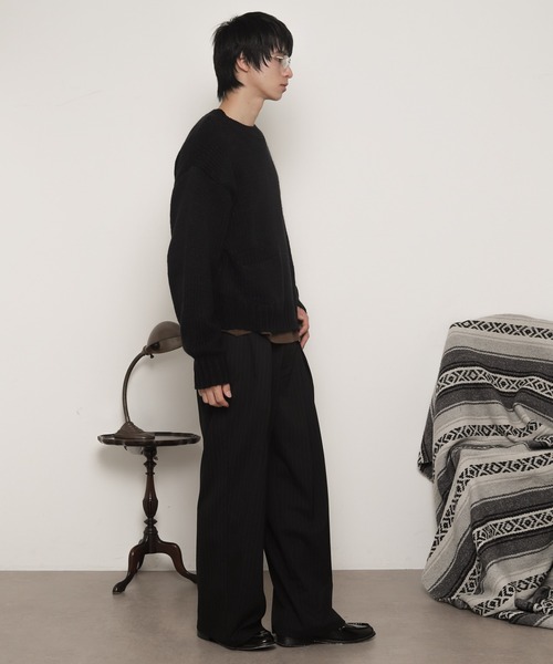 LUCY(ルーシー)の「LUCY/【25年秋冬新作】クロップドチャンキーニットプルオーバー(ニット/セーター・メンズ・レッド/オフホワイト/ブラック・FREE)」の14枚目の写真