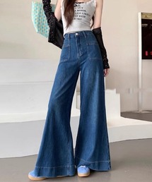 Mejoul（メジュール）の「【2026春夏新作】ポケットデザイン ハイウエストワイドフレアデニムパンツ（デニムパンツ）」