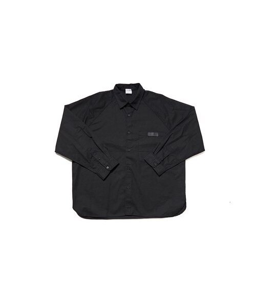 APOSTROPHE COMMA(アポストロフィコンマ)の「ACOMMA レザー パッチ オーバーサイズ シャツジャケット(ブラック)(シャツ/ブラウス・レディース・ブラック・FREE)」の1枚目の写真